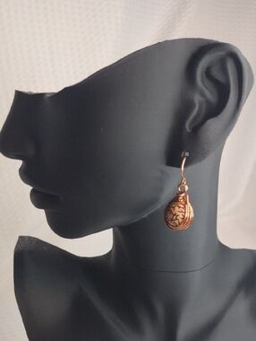 Handcrafted Copper-Tone Filigree Drop Earrings - Women Jewelry